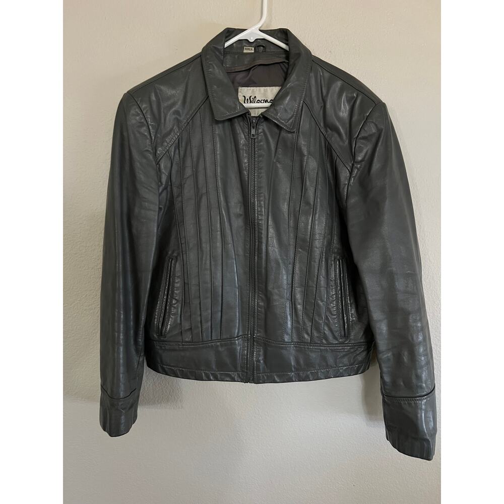 Vintage Wilsons Gray Leather Jacket SZ 42 No Lining